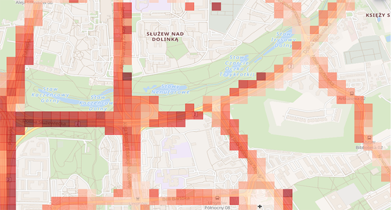 Figure 10. Map Presenting Average Vehicle Speeds on Transport Routes