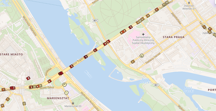 Figure 4. Displaying the Location and Speed of Public Transport Vehicles in Real Time