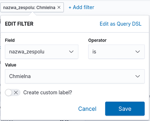 Figure 7. Kibana – Data Filtering Interface