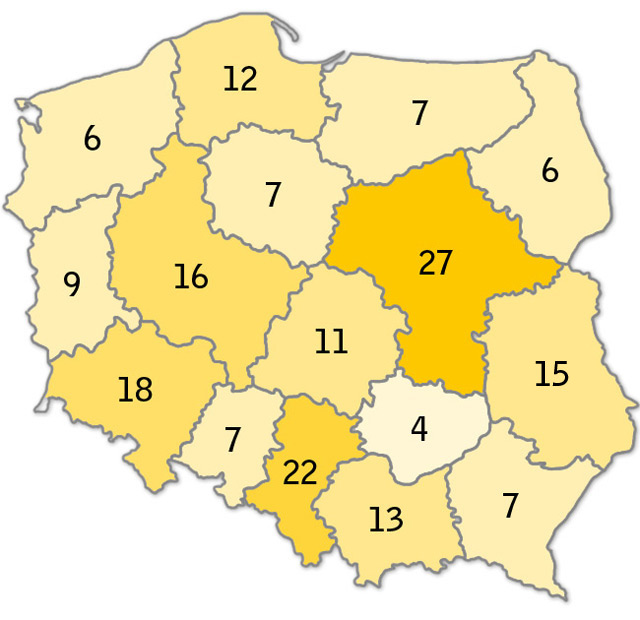 mapa Polski UTW